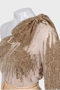 Jumpsuit with shorts decorated with sequins
