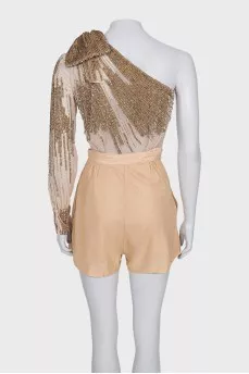 Jumpsuit with shorts decorated with sequins