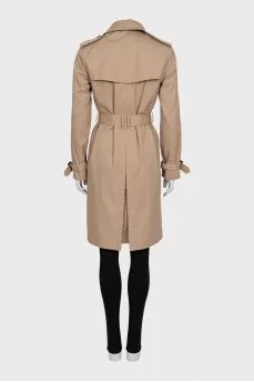 Button-down trench coat with plaid lining