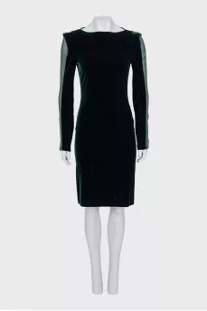 Velvet dress with sheer inserts
