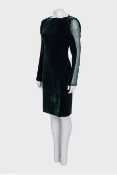 Velvet dress with sheer inserts