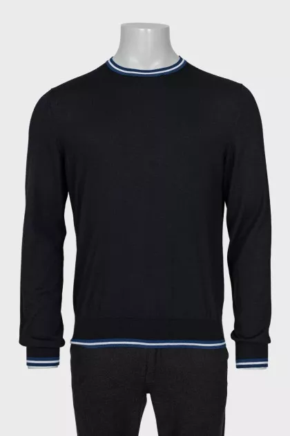 Men's black cashmere and silk jumper