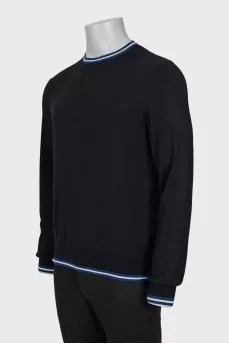 Men's black cashmere and silk jumper