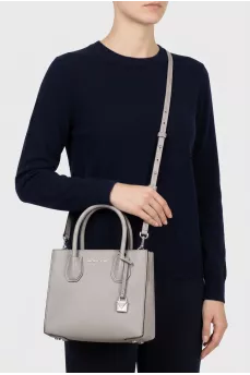Gray leather crossbody