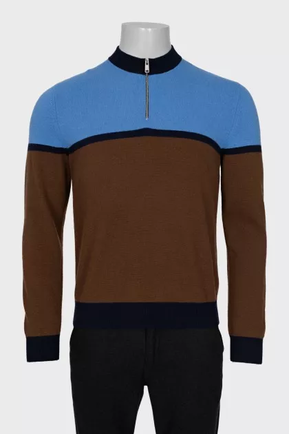 Men's wool jumper with a zip