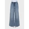 Wide-leg jeans with elastic waistband and tag