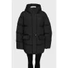 Black down jacket with adjustable waist