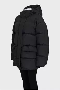 Black down jacket with adjustable waist