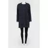 Knitted coat with patch pockets with tag