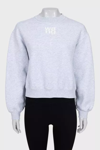 Серый oversize свитшот с лого
