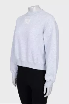 Сірий oversize світшот з лого