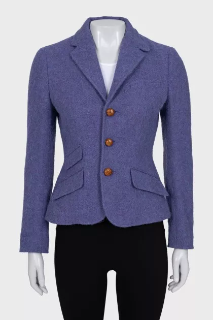 Fitted wool jacket with buttons
