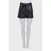 Leather shorts with a belt