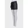 Leather shorts with a belt