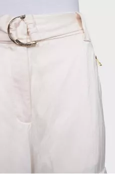 Satin wide-leg trousers with patch pockets
