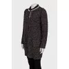 Brown cardigan with chain and pearls