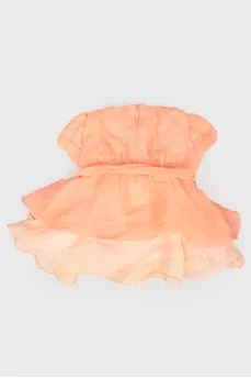 Children's peach dress with short sleeves