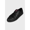 Leather sneakers with a silver logo