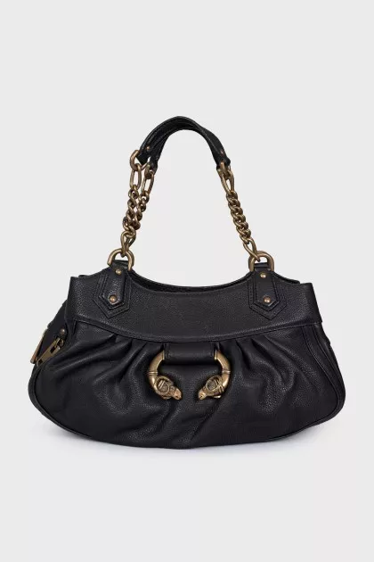 Leather bag with logo