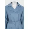 Blue wool coat with a belt