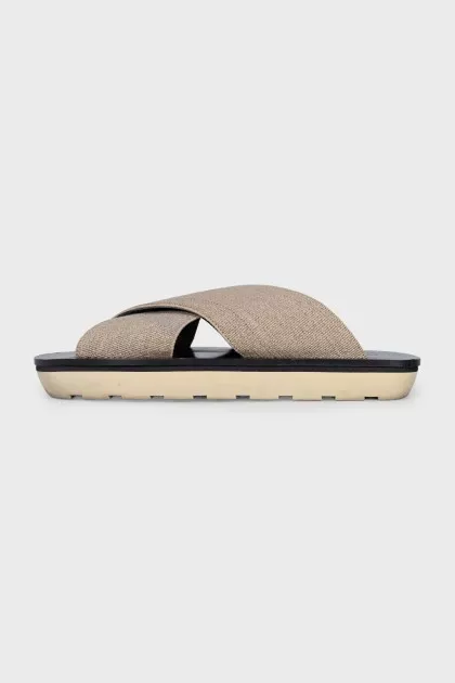 Flat textile sandals