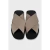 Flat textile sandals