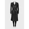 Leather coat with a belt