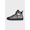 Men's black and white leather sneakers