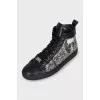 Men's black and white leather sneakers