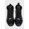 Men's black and white leather sneakers
