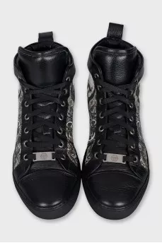 Men's black and white leather sneakers