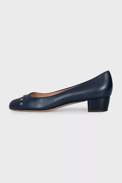 Blue shoes with silver decor