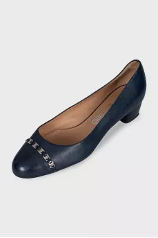 Blue shoes with silver decor