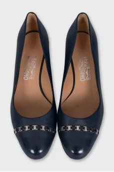 Blue shoes with silver decor