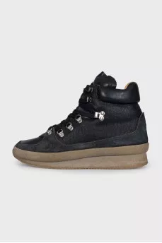 Black lace-up boots