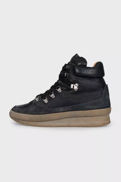 Black lace-up boots