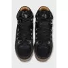 Black lace-up boots