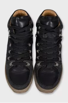 Black lace-up boots