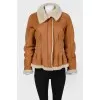 Sheepskin coat with natural fur with tag
