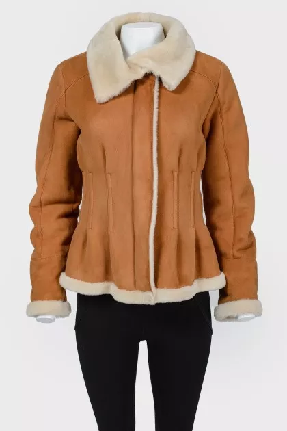 Sheepskin coat with natural fur with tag