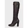 Brown leather boots