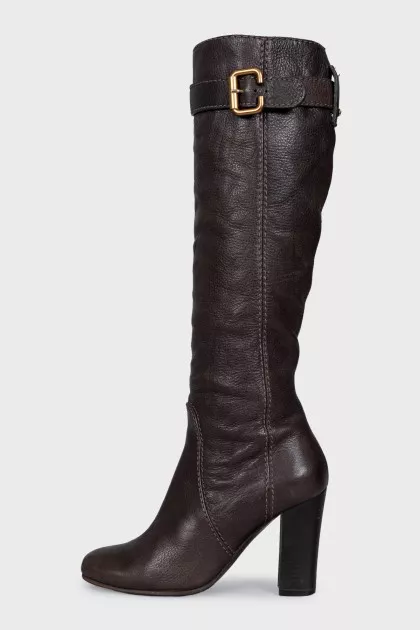 Brown leather boots