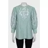 Loose striped blouse with perforations