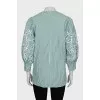 Loose striped blouse with perforations