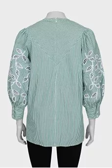 Loose striped blouse with perforations