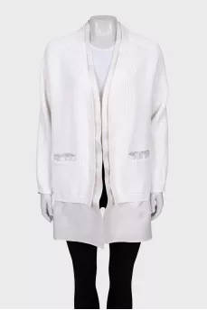 Белый кардиган фасона oversize