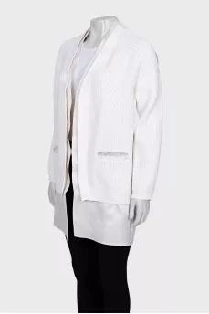Белый кардиган фасона oversize