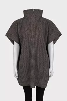 Houndstooth print wool cape