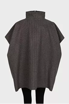 Houndstooth print wool cape