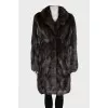 Straight cut sable fur coat with hooks